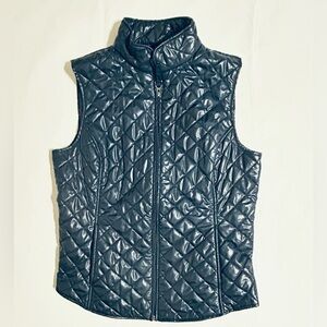 Van Heusen Women Blue Quilted Full Zip Vest Size Medium